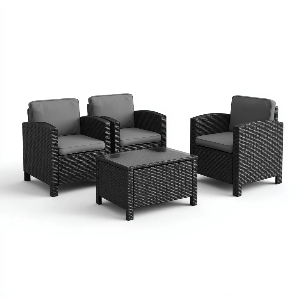 Tuinsofa set wicker vlechtwerk met grijze kussens 80x75x70 cm - modern ontwerp - geschikt voor buitengebruik-Domainixe