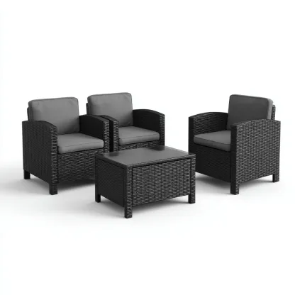Tuinsofa set wicker vlechtwerk met grijze kussens 80x75x70 cm - modern ontwerp - geschikt voor buitengebruik-Domainixe