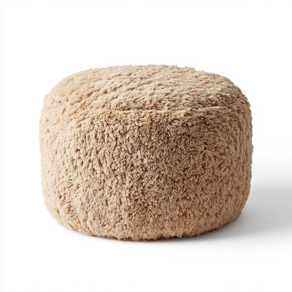 Poef - Zachte pluche stof 50x50x35 cm - Beige - Modern design - Geschikt voor woonkamer-Domainixe