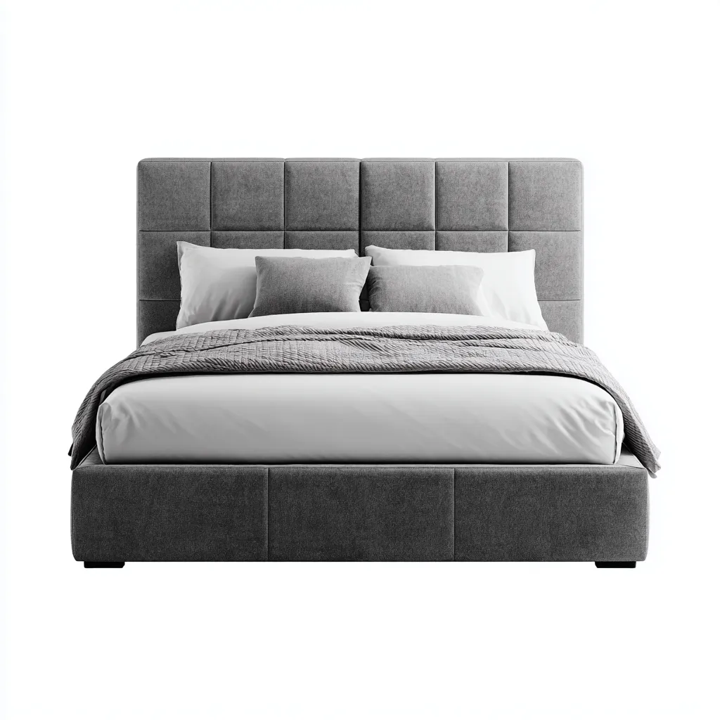 Tweepersoonsbed stof 200x180x115 cm - grijs - geschikt voor slaapkamer - modern design-Domainixe