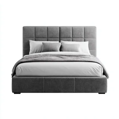 Tweepersoonsbed stof 200x180x115 cm - grijs - geschikt voor slaapkamer - modern design-Domainixe