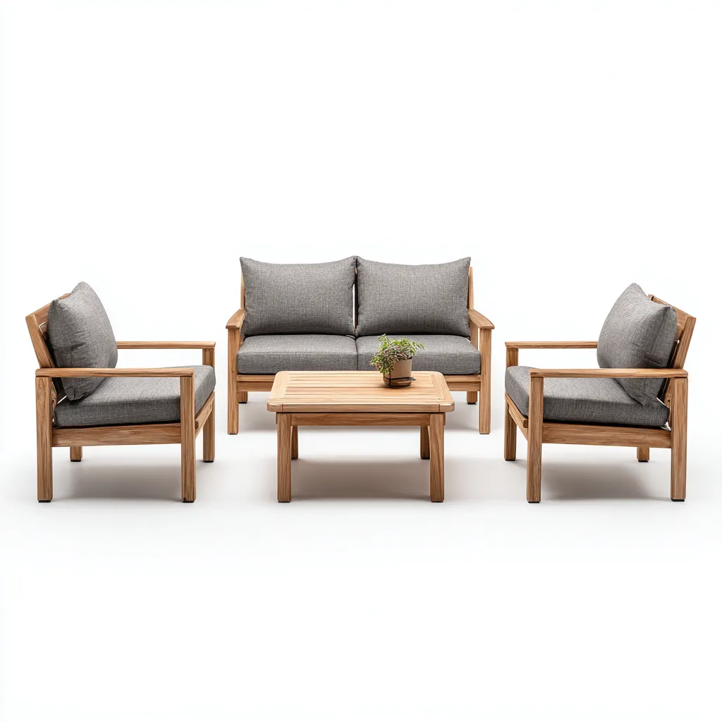Tuinsofa set houten frame met grijze kussens 190x80x75 cm - modern ontwerp - geschikt voor buitengebruik-Domainixe