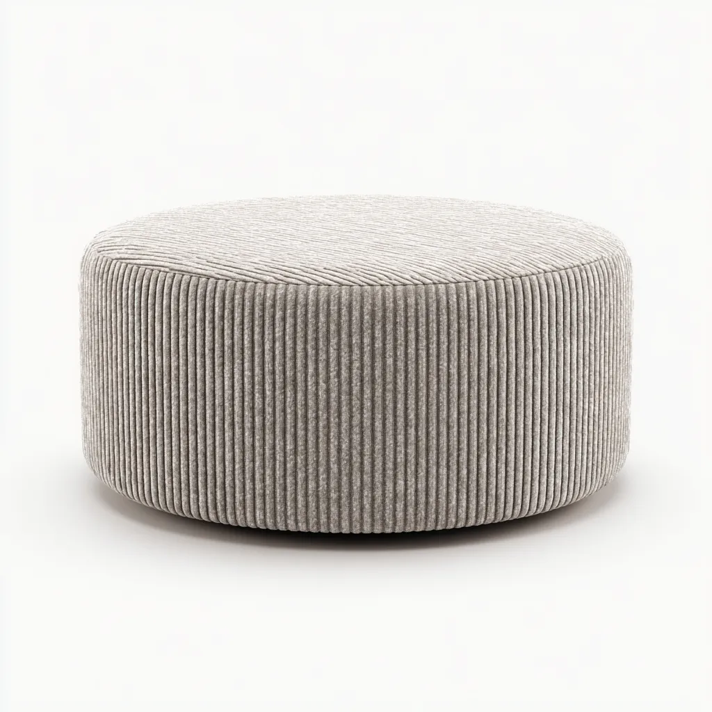 Poef - Geribbelde corduroy stof 80x80x30 cm - Lichtgrijs - Modern design - Geschikt voor woonkamer-Domainixe