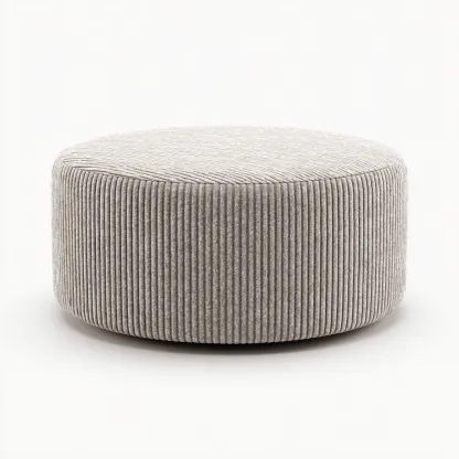 Poef - Geribbelde corduroy stof 80x80x30 cm - Lichtgrijs - Modern design - Geschikt voor woonkamer-Domainixe