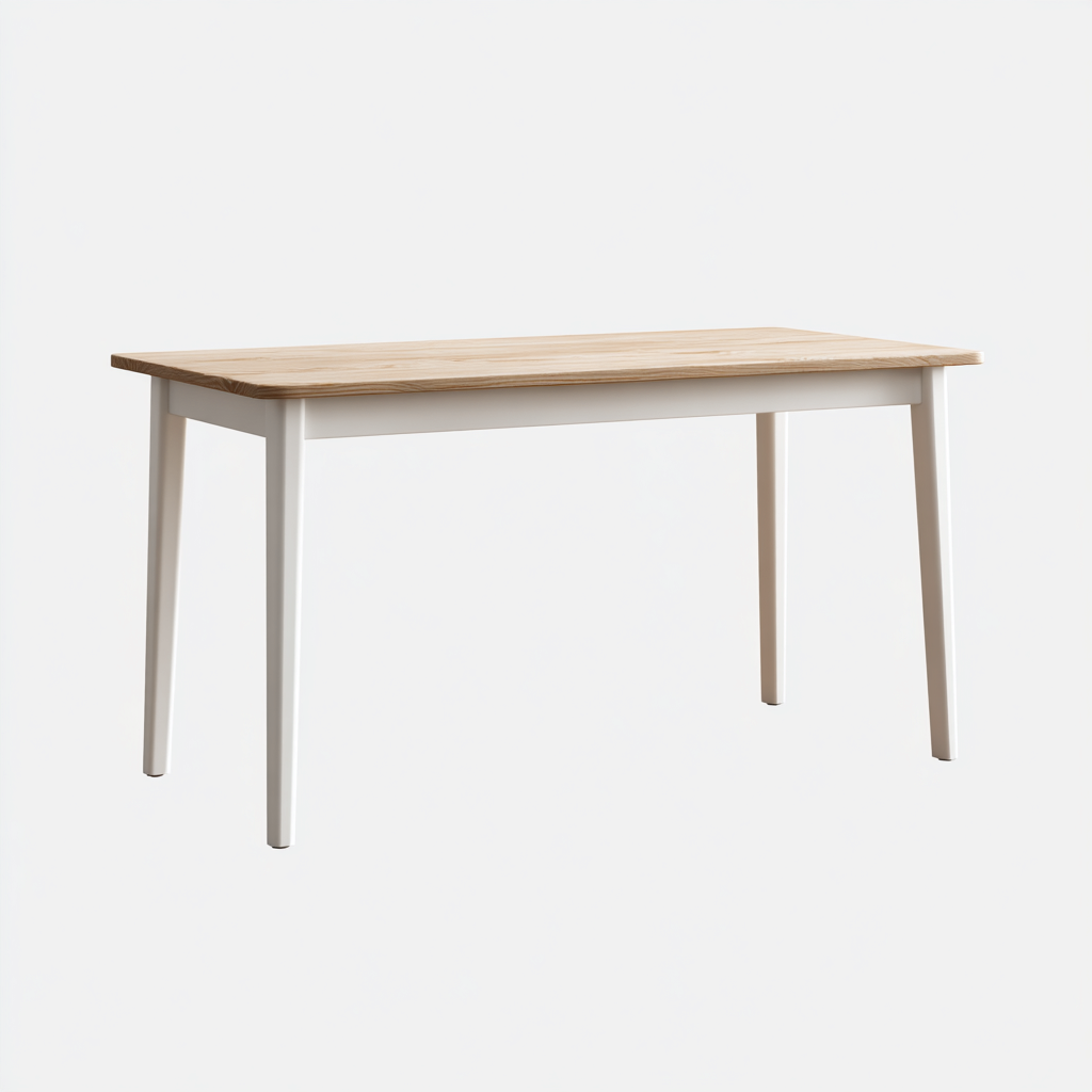 Bureau in massief hout 140x70x75 cm - wit - natuurlijk - geschikt voor thuiskantoor - Scandinavisch design-Domainixe