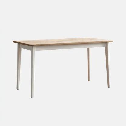 Bureau in massief hout 140x70x75 cm - wit - natuurlijk - geschikt voor thuiskantoor - Scandinavisch design-Domainixe