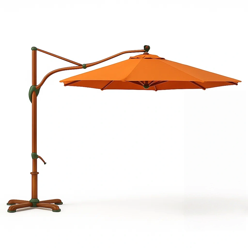 Sombrilla colgante de metal y poliéster naranja