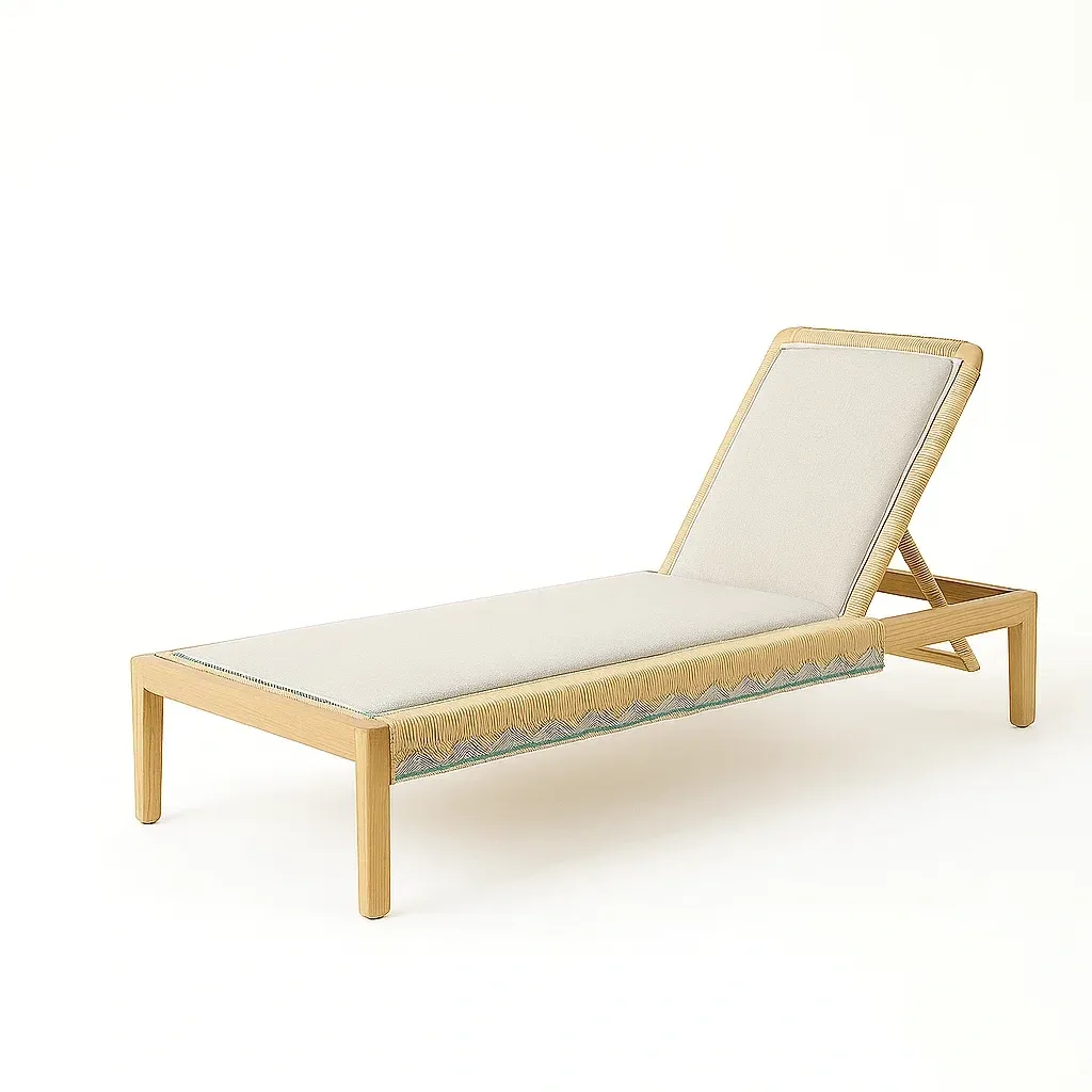 Tumbona de jardín Madera de acacia y tela crema ajustable