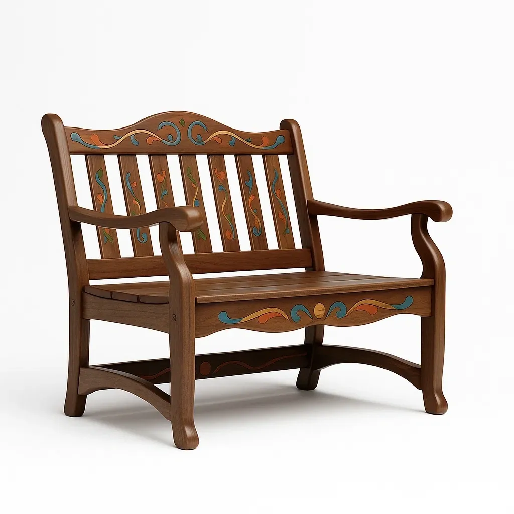 Banco de jardín Madera teca marrón pintado decorativo