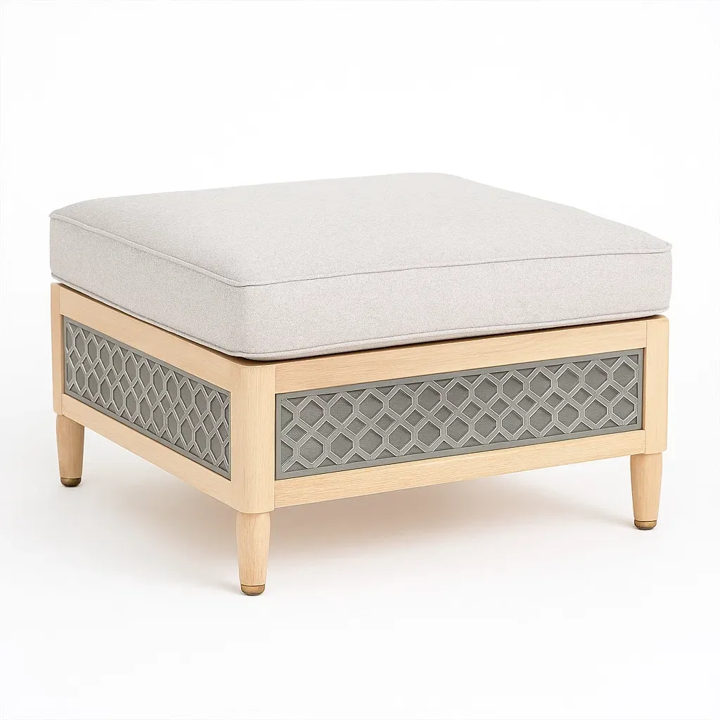 Taburete tapizado de madera y metal 60x60x45 cm