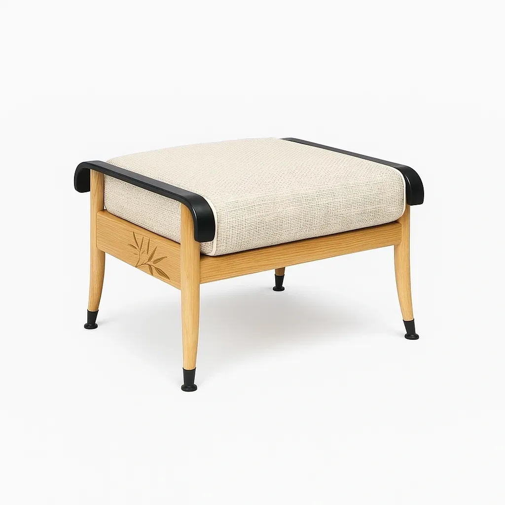 Taburete de madera maciza algodón beige 60x60x40 cm