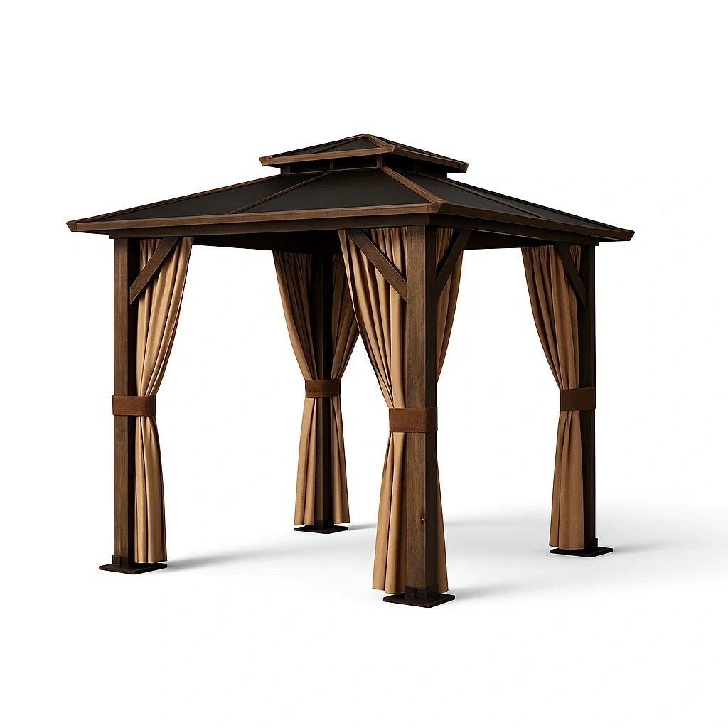 Pabellón exterior de acero galvanizado y poliéster marrón