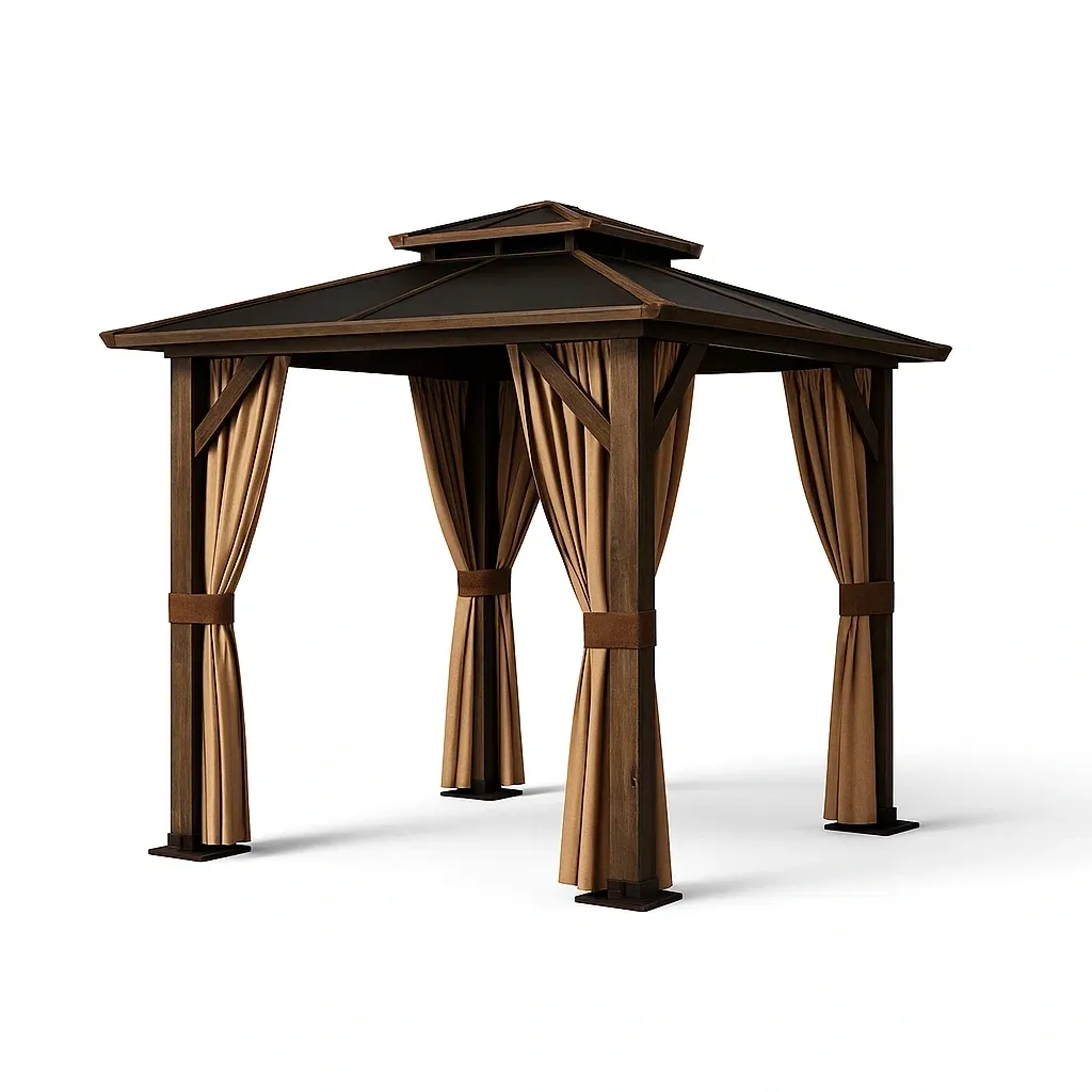 Pabellón exterior de acero galvanizado y poliéster marrón