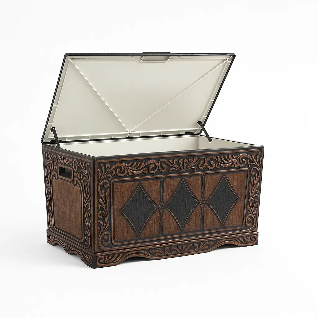 Arcón para cojines Plástico marrón y negro 110x50x60 cm