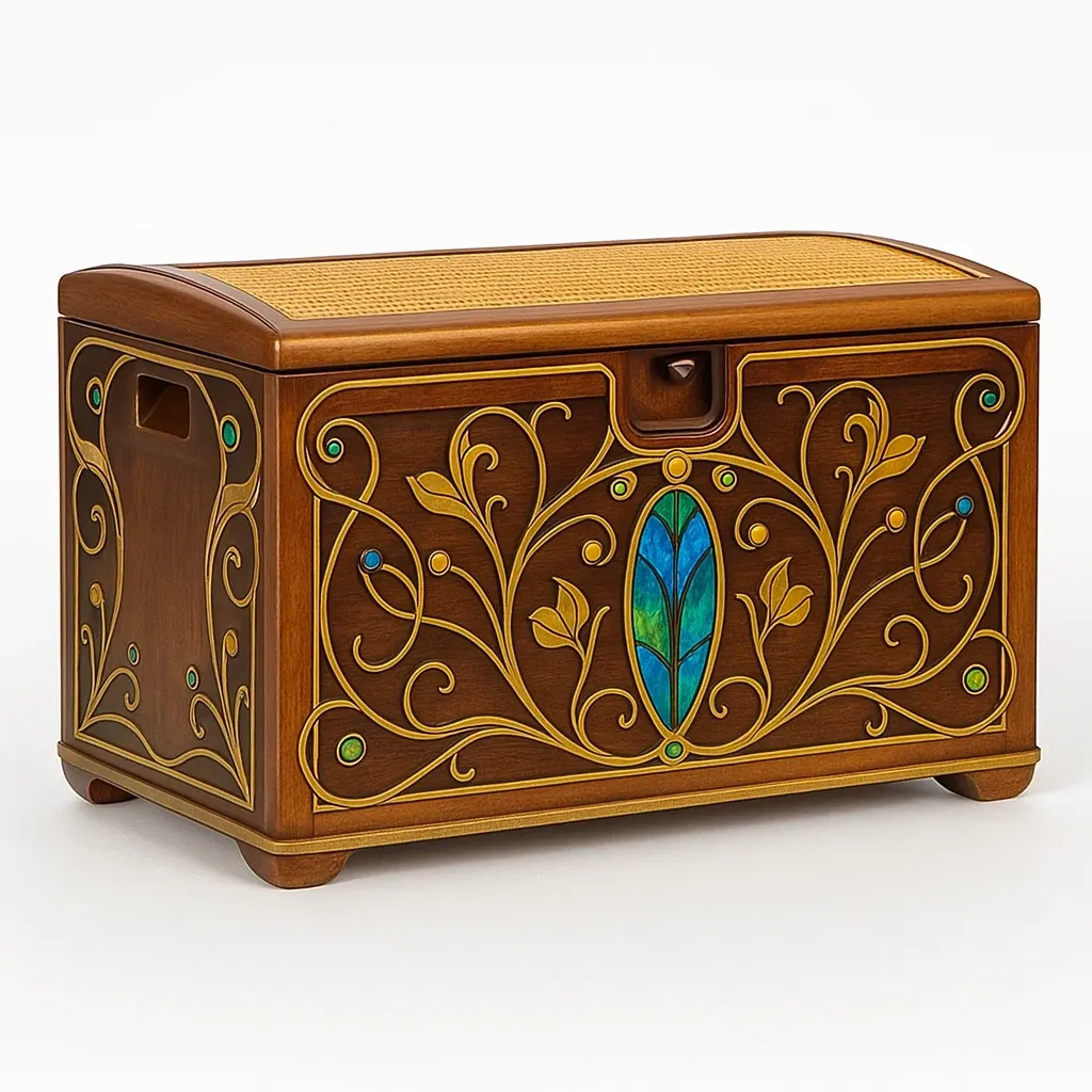Baúl Madera maciza con detalles en relieve 60x35x40 cm