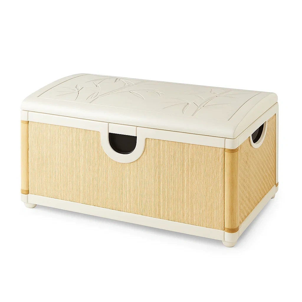 Arcón para cojines Plástico tejido beige 60x40x35 cm