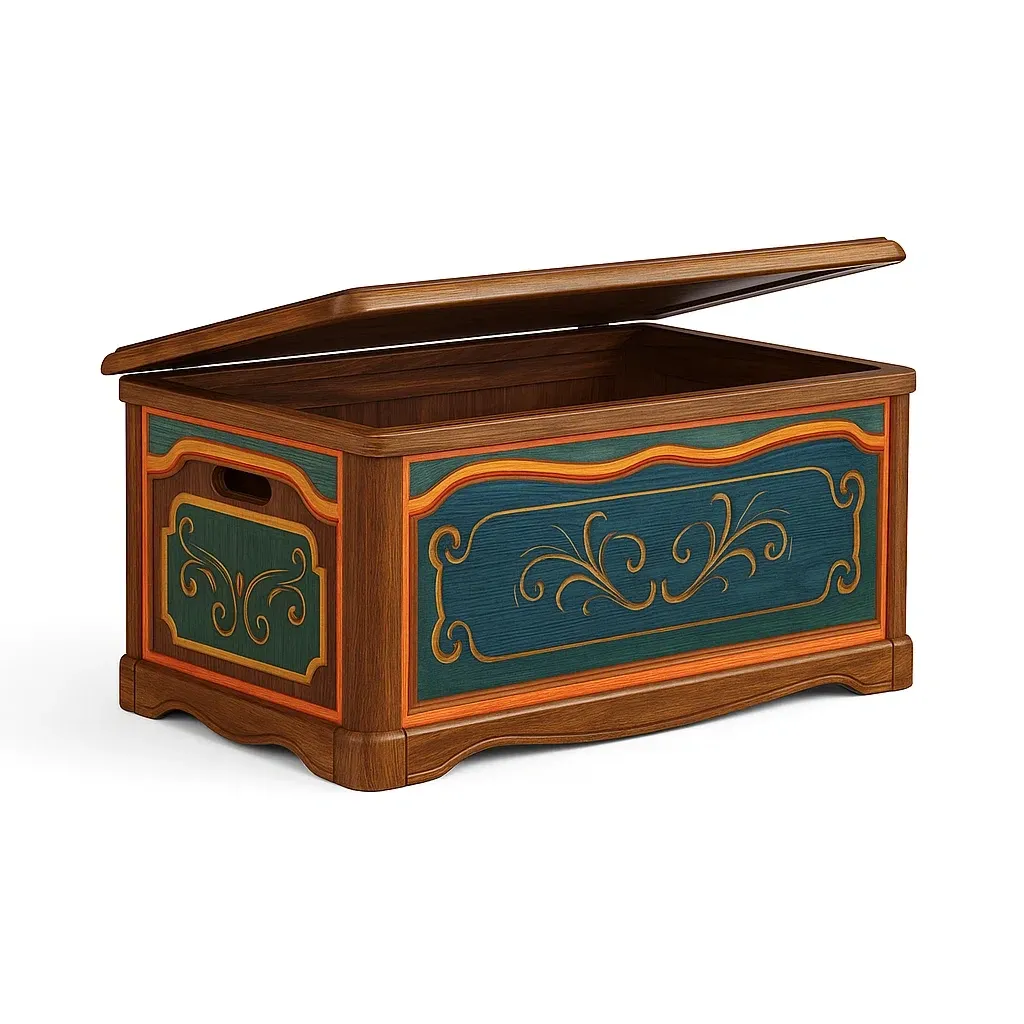 Baúl Madera maciza tallada multicolor