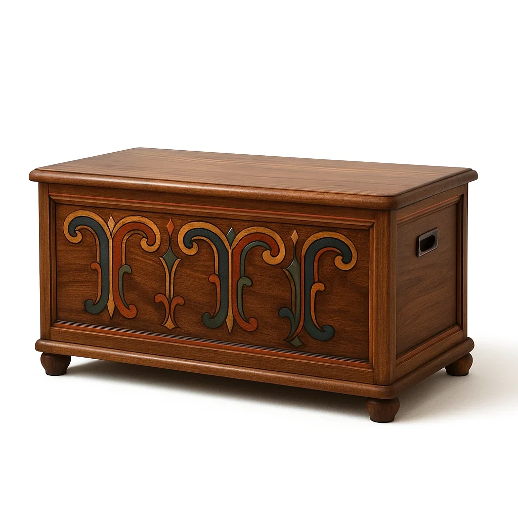 Baúl Madera tallada marrón 80x40x45 cm