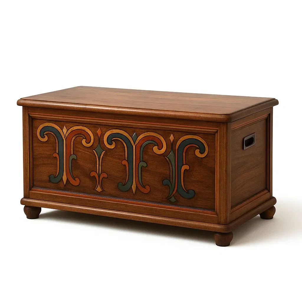 Baúl Madera tallada marrón 80x40x45 cm