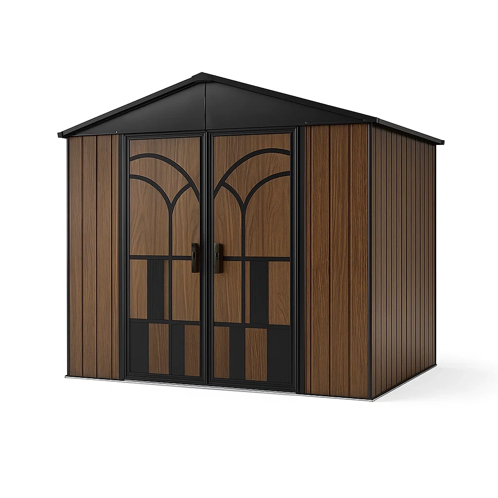 Caseta de jardín Acero y efecto madera 180x200x220 cm