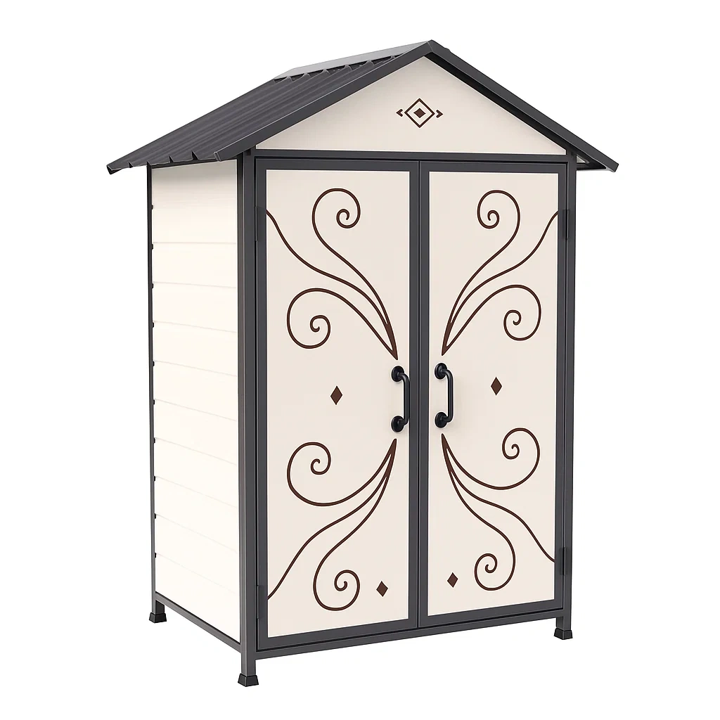 Caseta de jardín Acero y plástico crema 200x100x80 cm