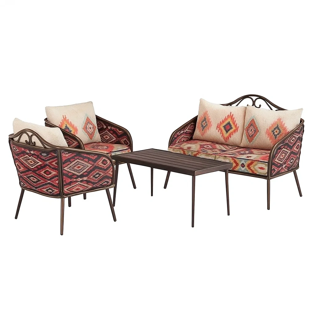 Conjunto lounge de jardín Metal y poliéster multicolor