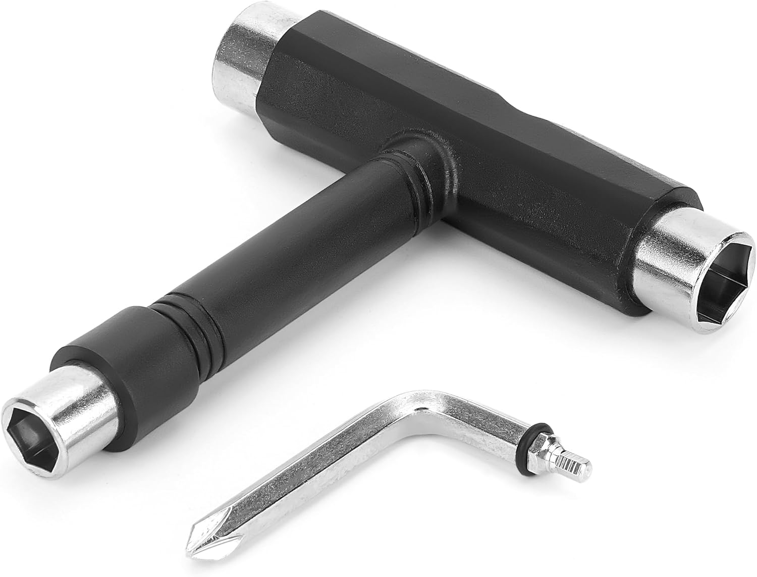 Nářadí na skateboard, multifunkční klíč na skateboard vše v jednom, přenosný klíč typu T 2 v 1 a vestavěný křížový šroubovák typu L, příslušenství pro longboardy