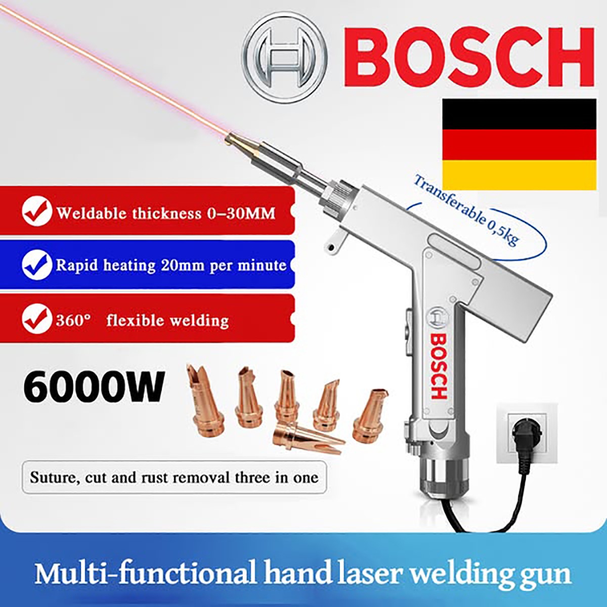 Laserový svařovací stroj BOSCH (5 v 1) Nejnovější model 2025 Svařování, čištění, řezání, čištění svarů, svařování akumulací energie