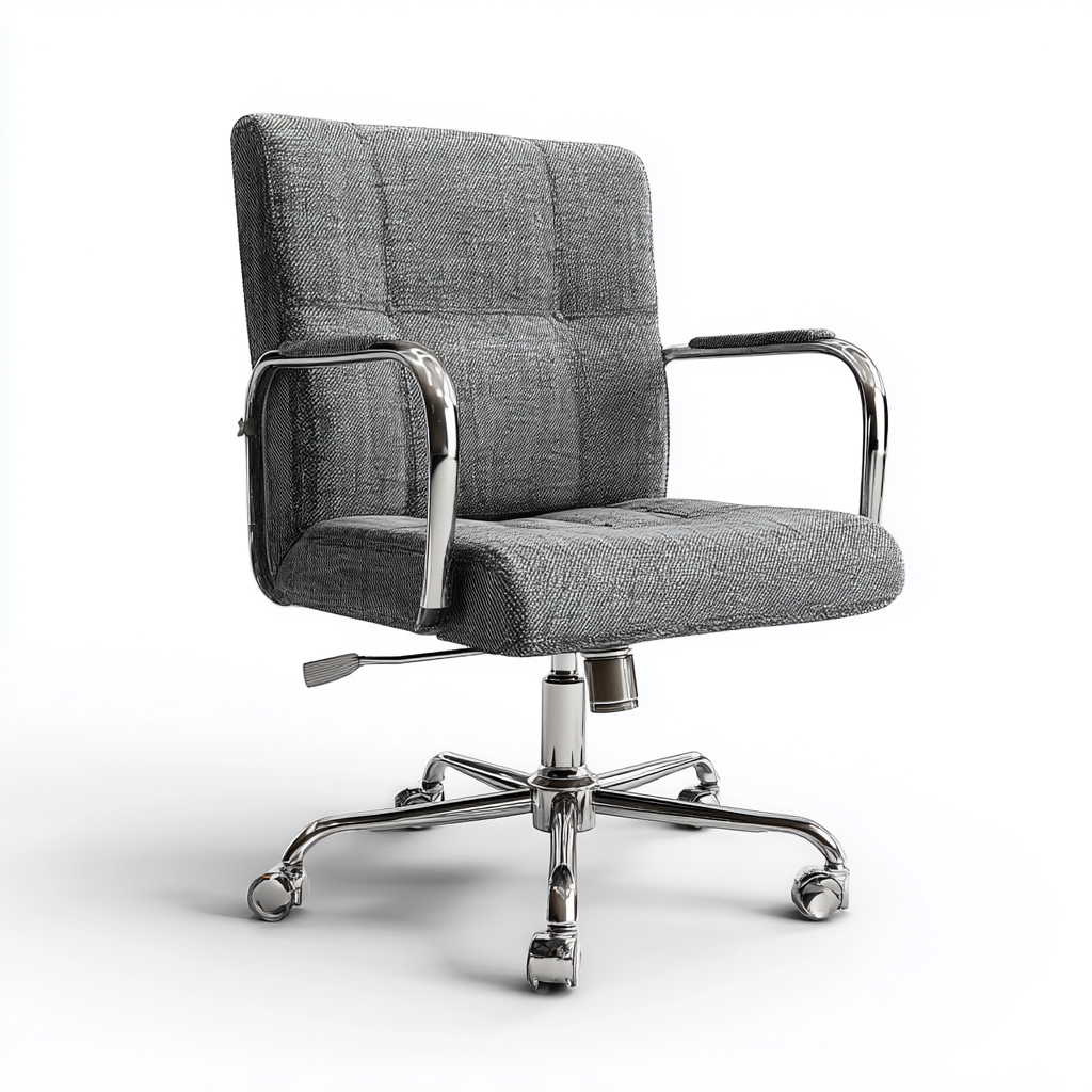 Bureaustoel stof met verchroomd frame en wielen 65x62x90-100 cm - grijs-chroom - modern ergonomisch ontwerp-Decoroliq