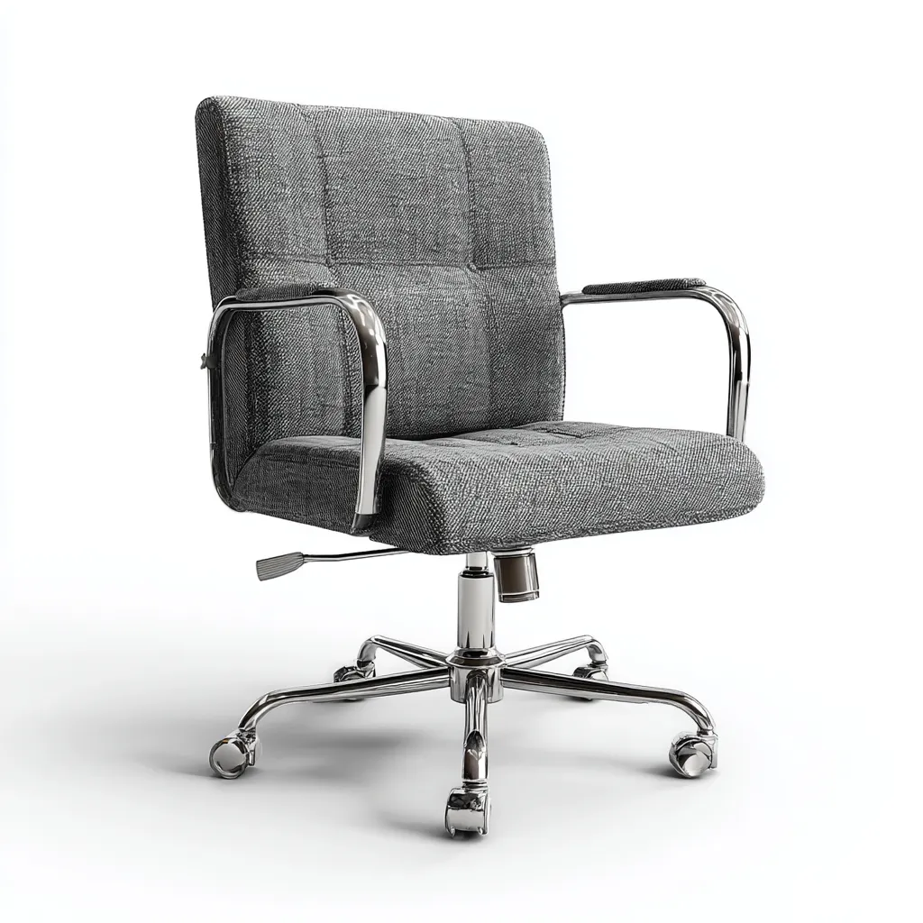 Bureaustoel stof met verchroomd frame en wielen 65x62x90-100 cm - grijs-chroom - modern ergonomisch ontwerp-Decoroliq