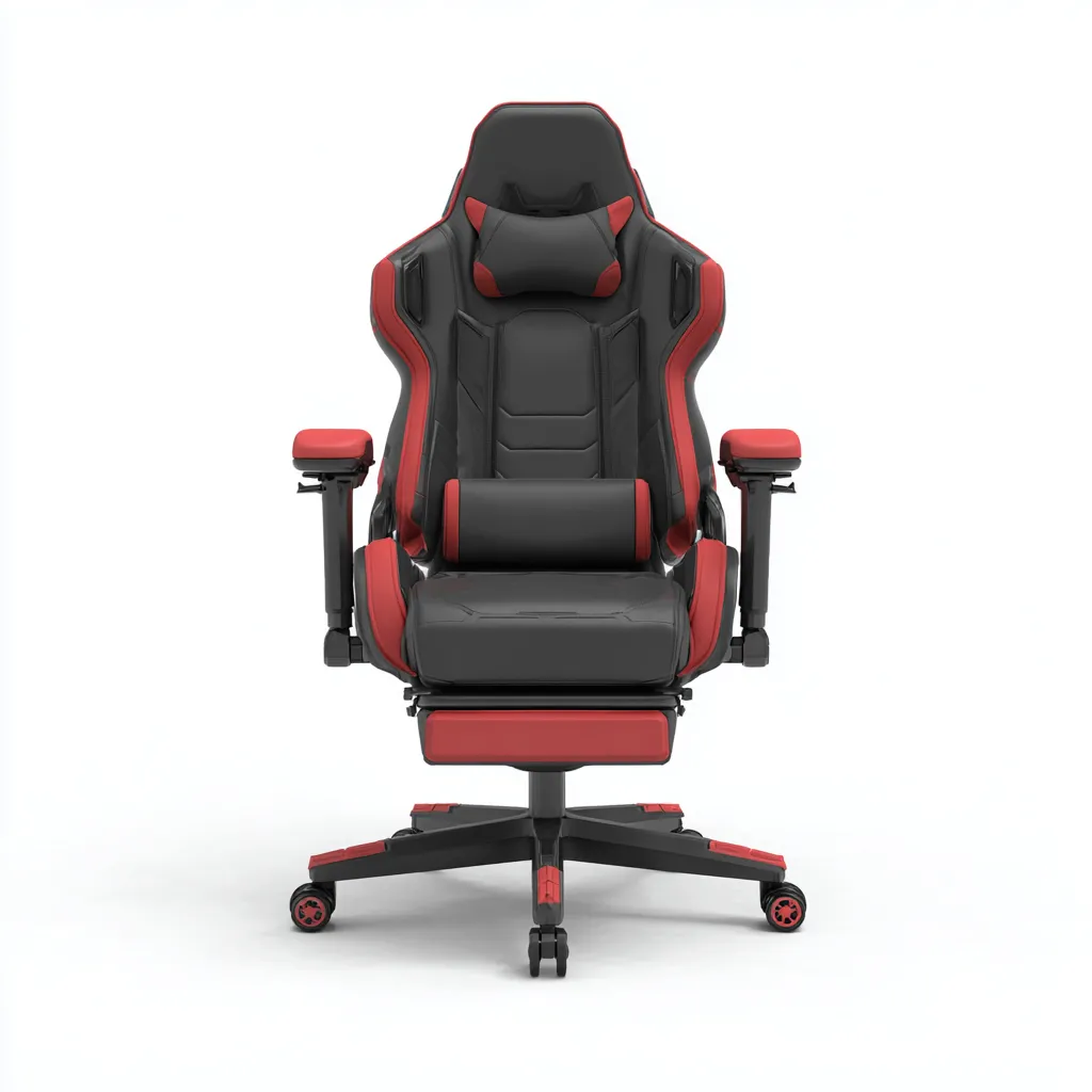Bureaustoel kunstleer 72x70x125-135 cm - zwart-rood - ergonomisch gaming design met voetsteun en verstelbare armleuningen-Decoroliq