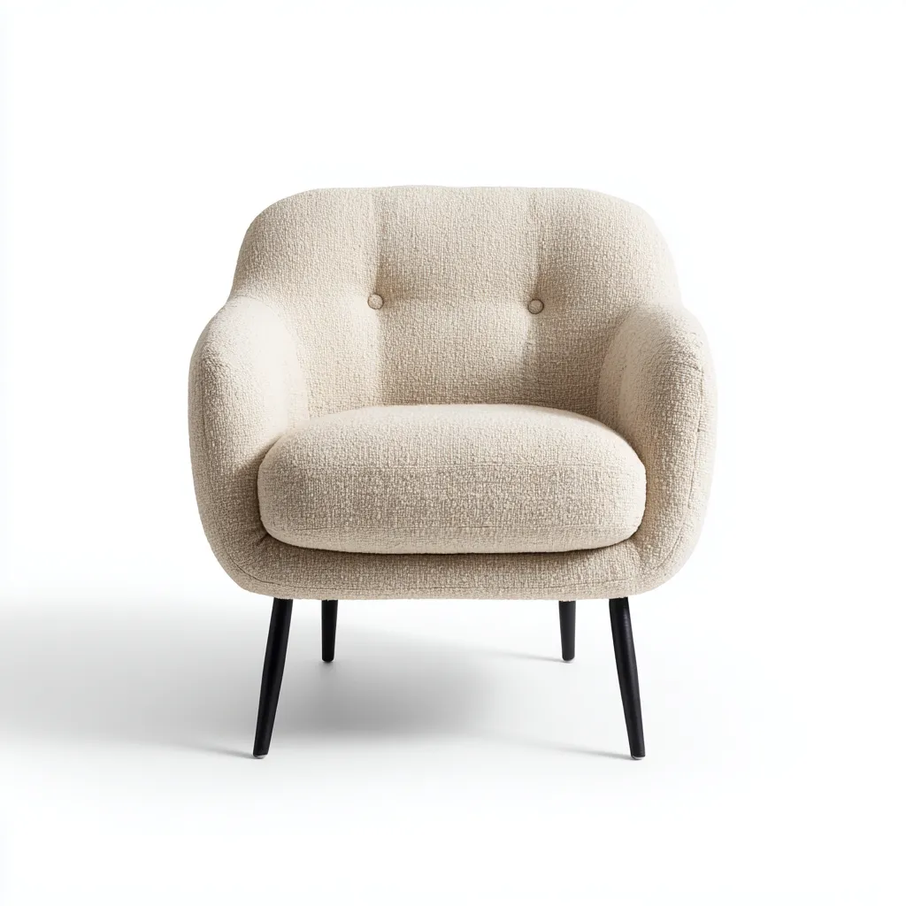 Fauteuil bouclé en metaal - 80x78x83 cm - crème-zwart - modern Scandinavisch ontwerp-Decoroliq