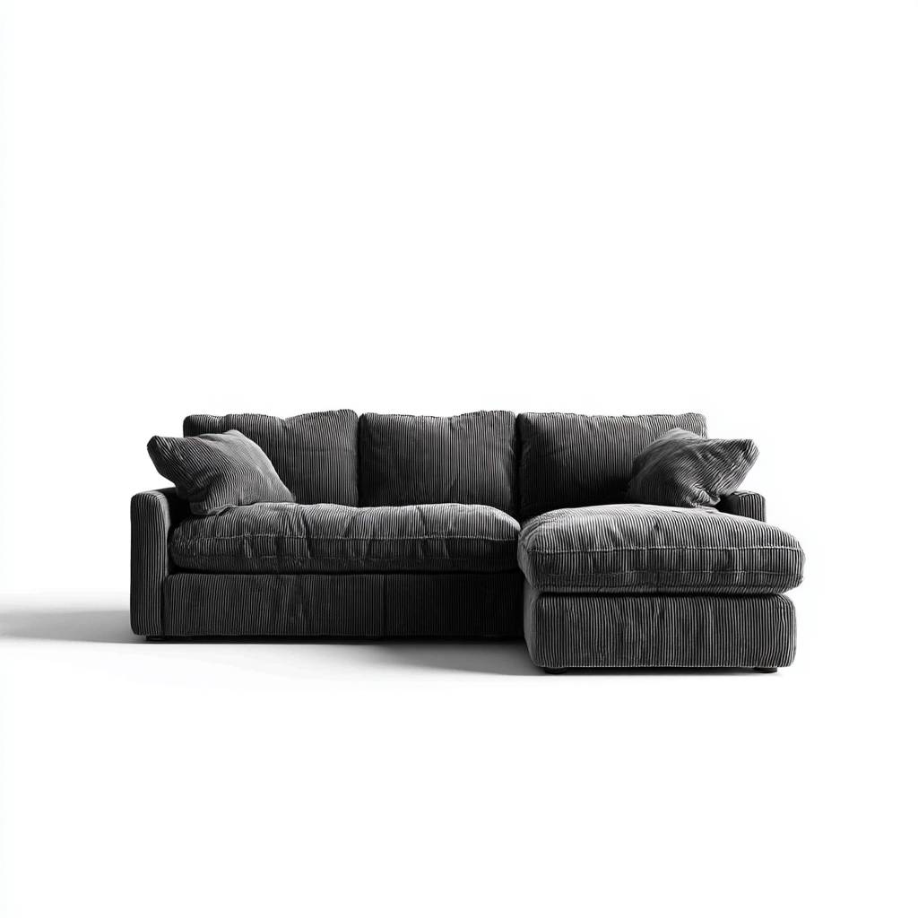 Hoekbank corduroy 280x190x85 cm - donkergrijs - moderne loungebank met diepe zitvlakken-Decoroliq