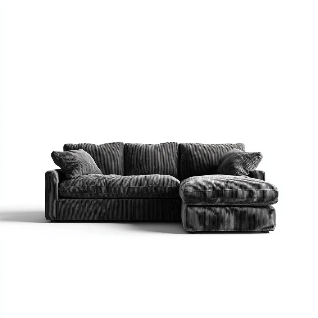 Hoekbank corduroy 280x190x85 cm - donkergrijs - moderne loungebank met diepe zitvlakken-Decoroliq
