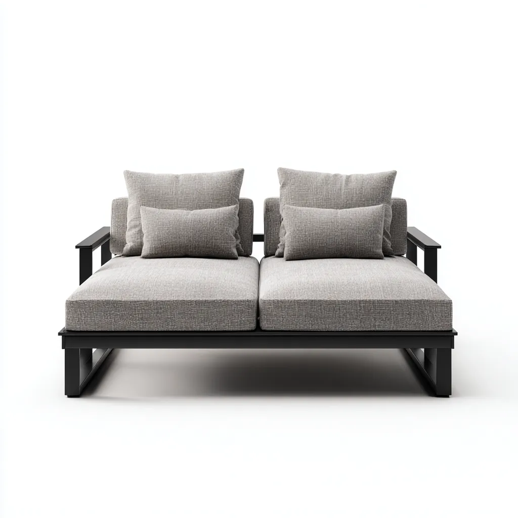 Ligstoel aluminium 185x150x85 cm - zwart-lichtgrijs - dubbele ligstoel met dikke kussens-Decoroliq