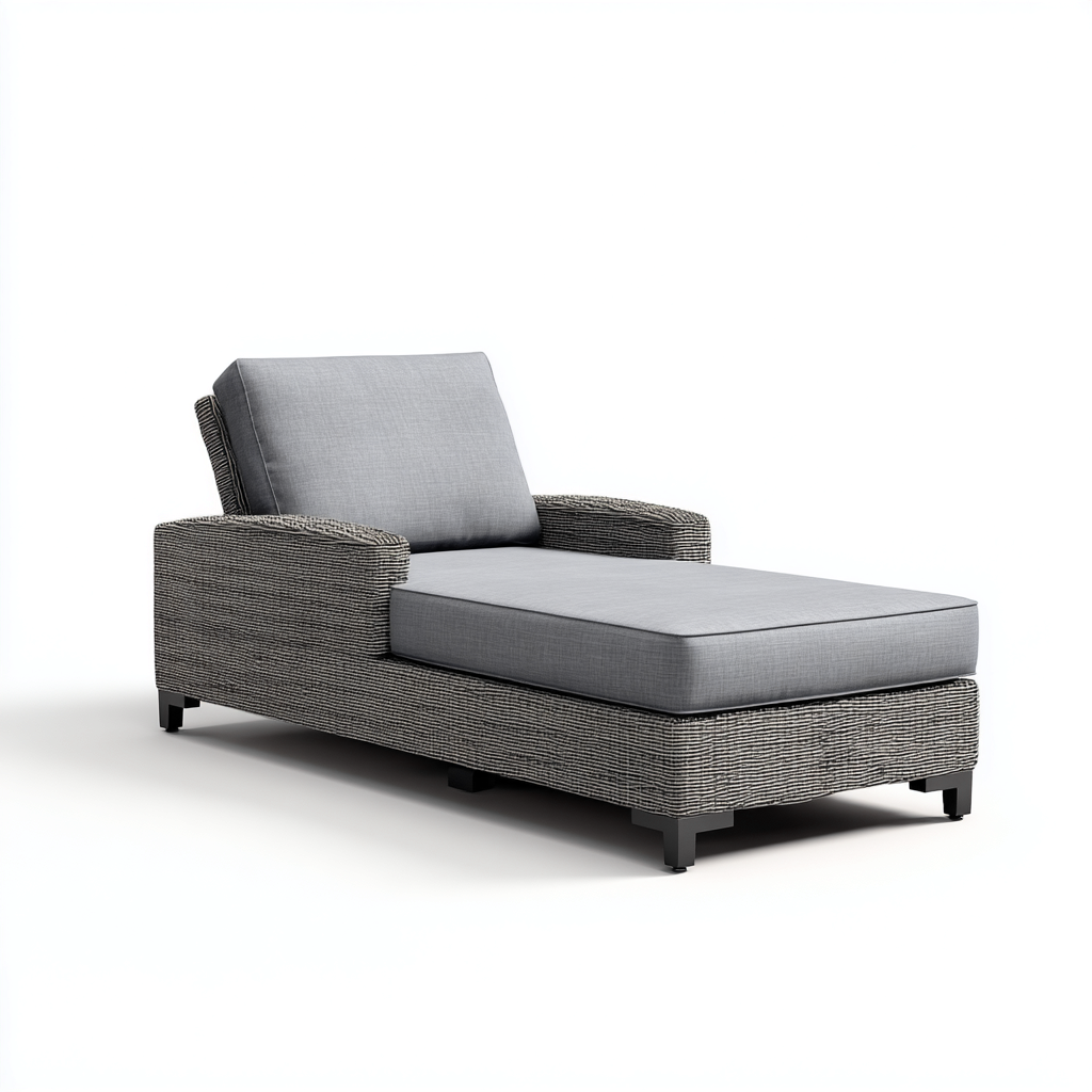 Ligstoel polyrotan 186x77x78 cm - donkergrijs-lichtgrijs - met armleuningen en kussens-Decoroliq