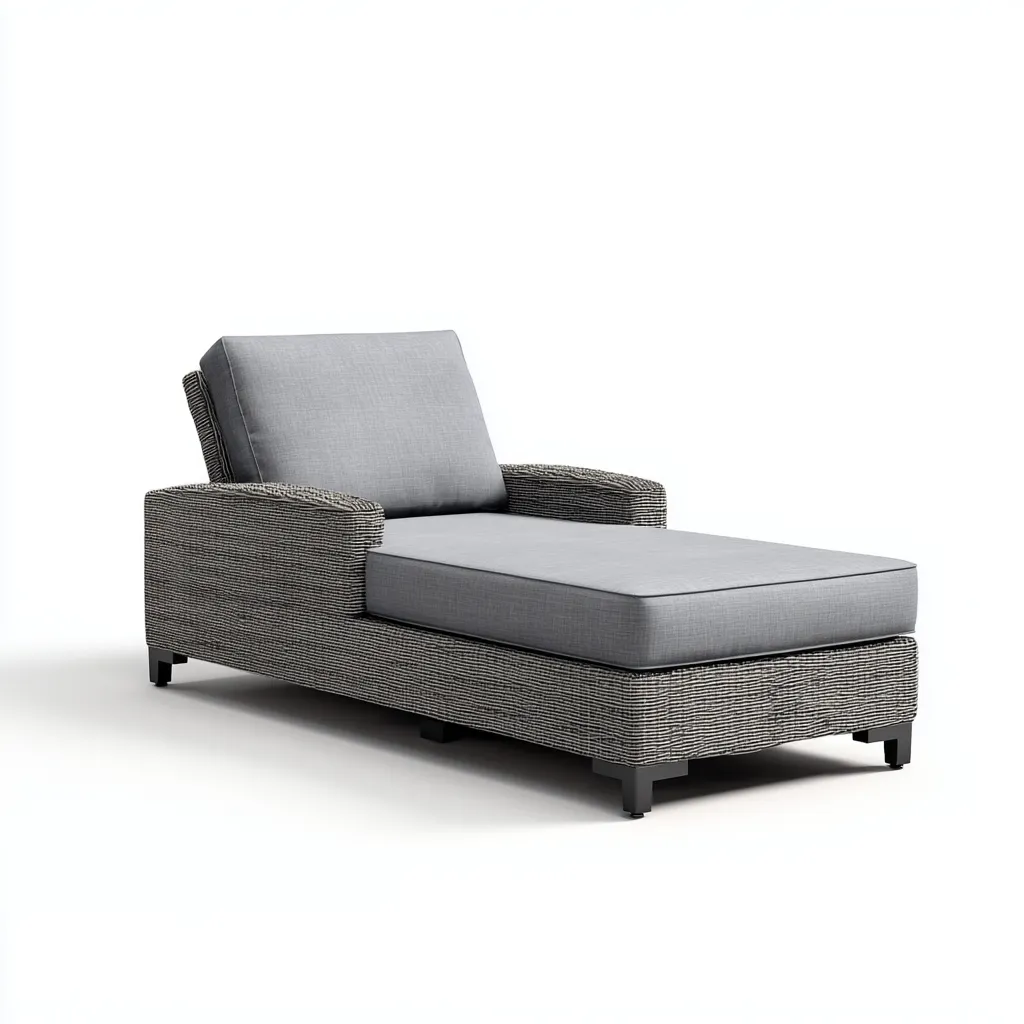 Ligstoel polyrotan 186x77x78 cm - donkergrijs-lichtgrijs - met armleuningen en kussens-Decoroliq