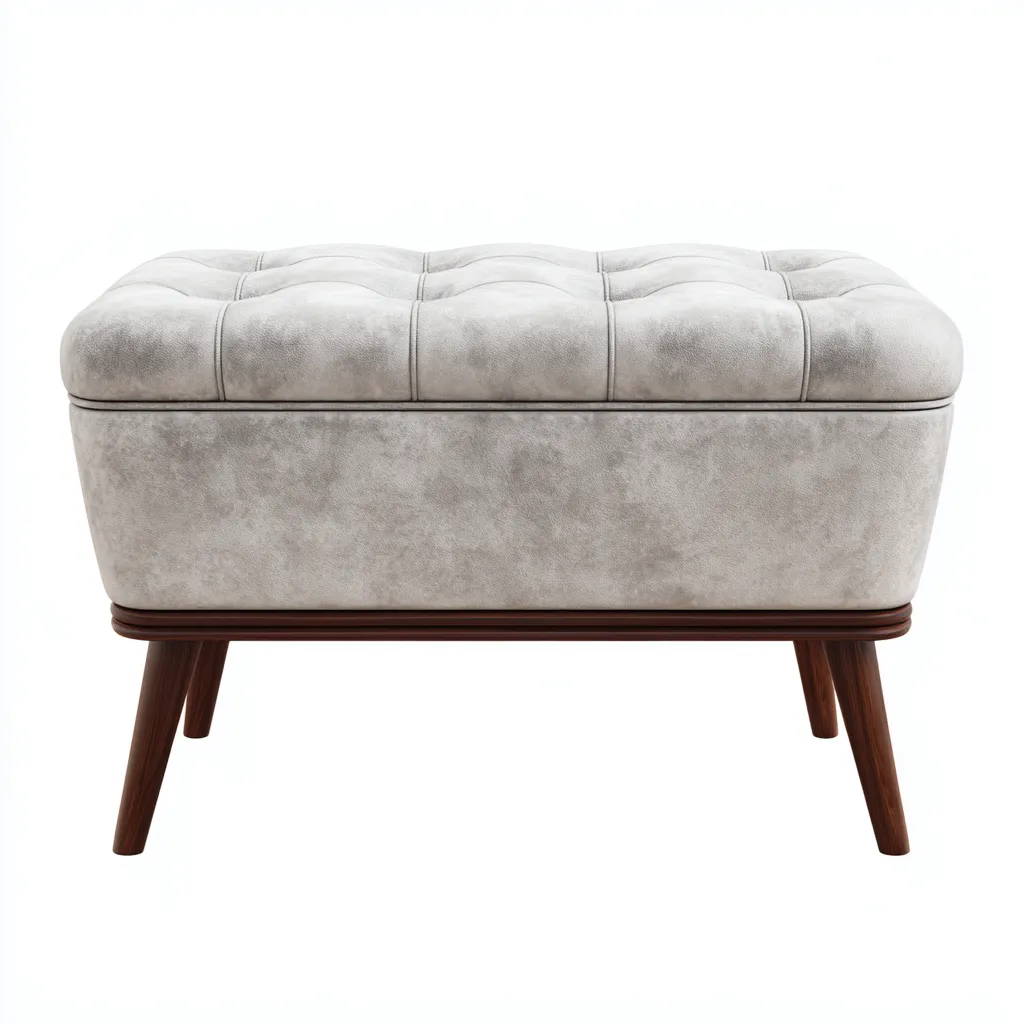 Schoenenbank fluweel en hout - 100x40x50 cm - lichtgrijs-donkerbruin - met opbergruimte en modern design-Decoroliq