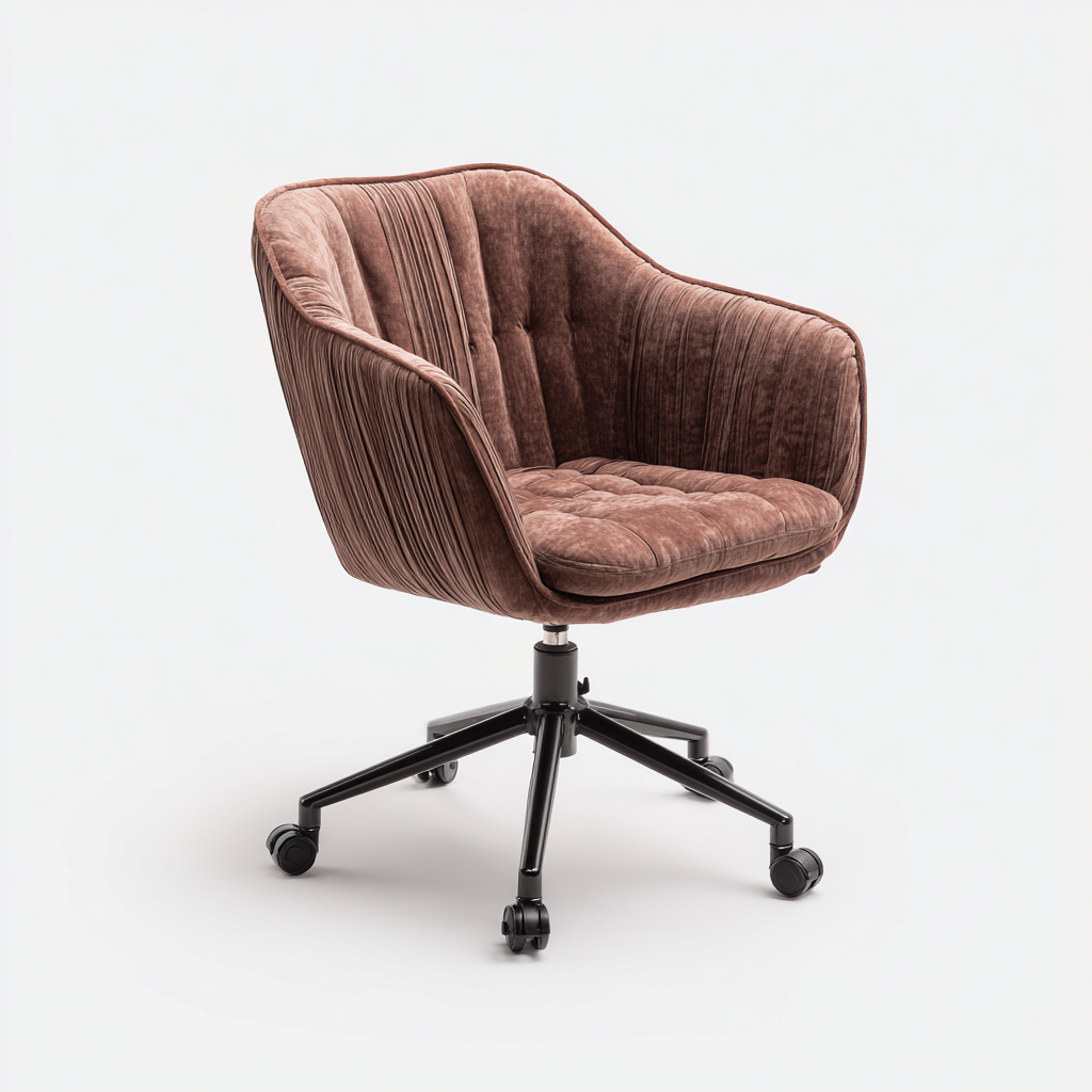 Bureaustoel fluweel met metalen onderstel 64x62x85-95 cm - bruin-zwart - modern ontwerp-Decoroliq