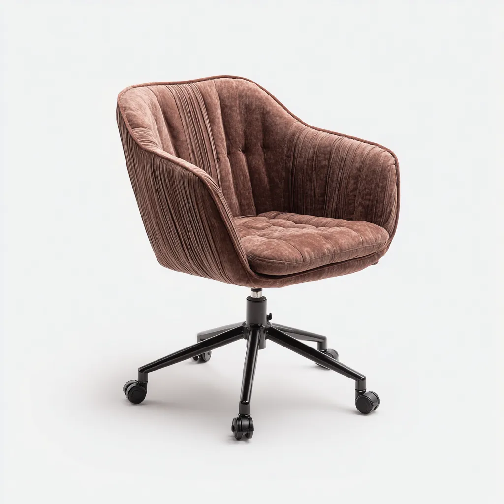 Bureaustoel fluweel met metalen onderstel 64x62x85-95 cm - bruin-zwart - modern ontwerp-Decoroliq