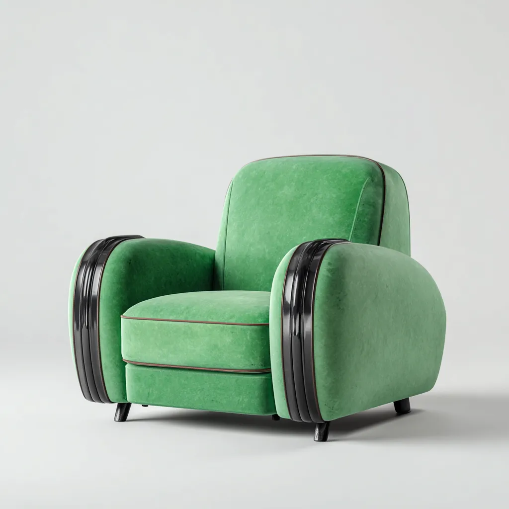 Fauteuil fluweel en metaal - 95x85x90 cm - groen - art-deco stijl-Decoroliq