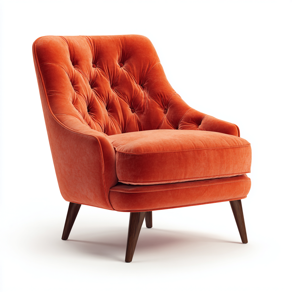 Fauteuil fluwelen bekleding 83x85x92 cm - oranje-hout - retro ontwerp-Decoroliq