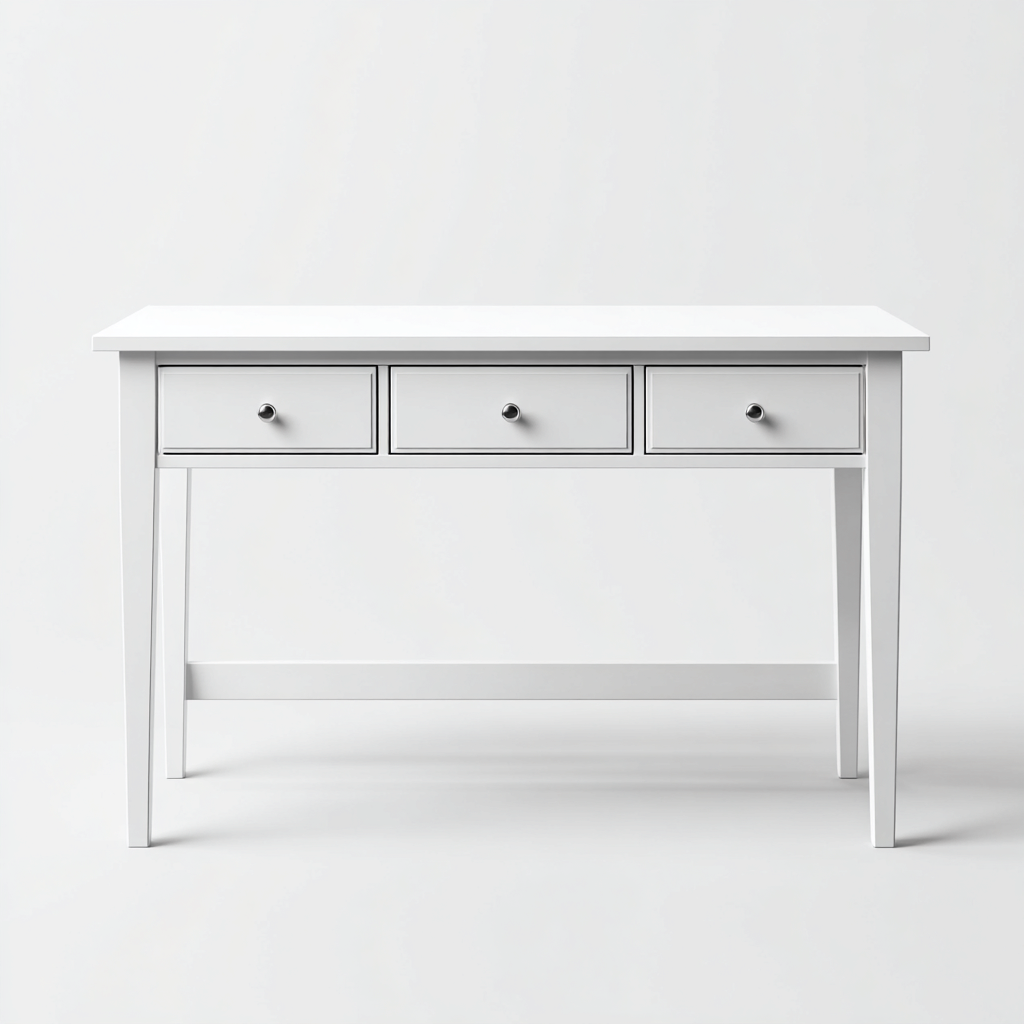 Bureau - Hout - 120x45x75 cm - Wit - Modern ontwerp met drie lades en metalen knoppen-Decoroliq