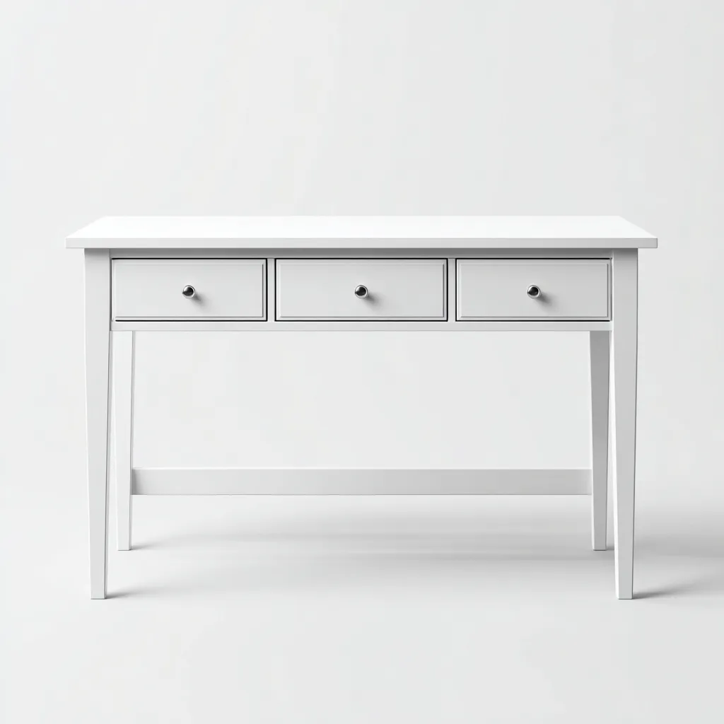 Bureau - Hout - 120x45x75 cm - Wit - Modern ontwerp met drie lades en metalen knoppen-Decoroliq