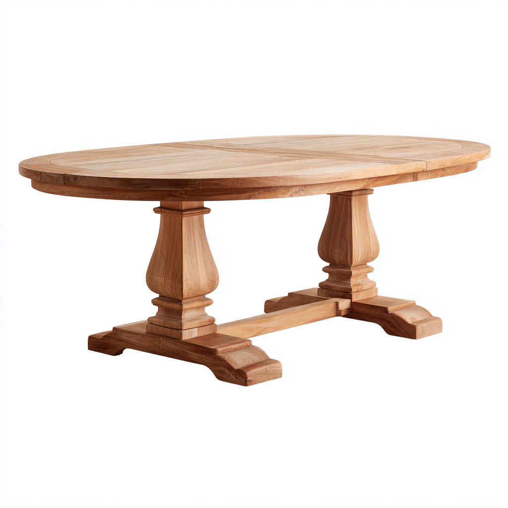 Tuintafel - teakhout - 230x110x76 cm - natuurlijk - geschikt voor buiten - klassiek ovaal ontwerp-Decoroliq