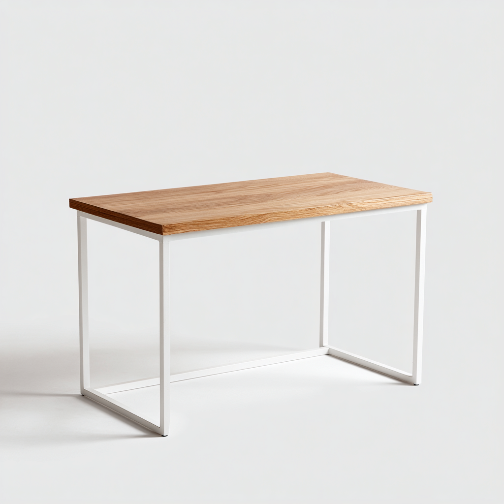 Bureau - Hout-Metaal - 120x60x75 cm - Eiken-Wit - Modern minimalistisch ontwerp-Decoroliq