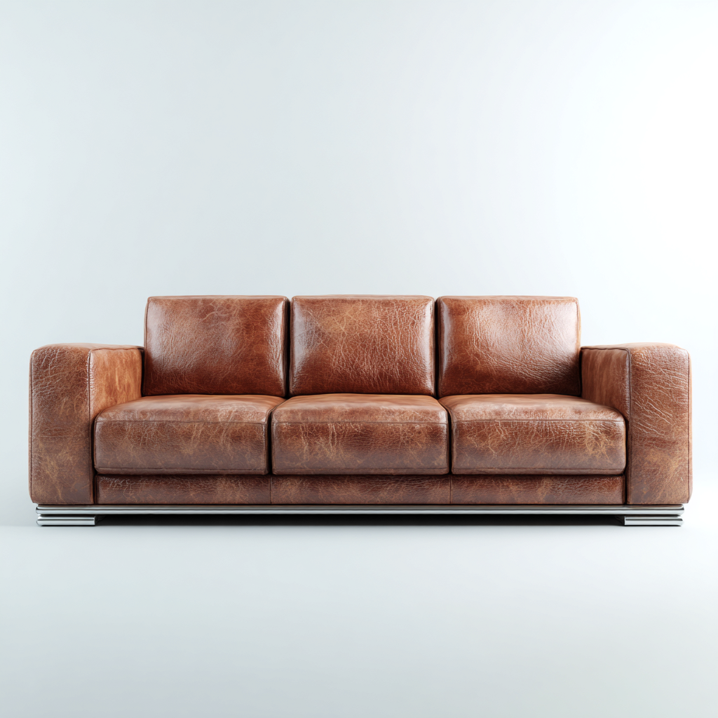 Rechte bank leer 200x90x85 cm - lichtbruin - modern ontwerp-Decoroliq