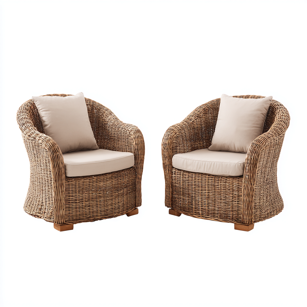 Tuinstoel Rattan bruin met kussens 75x80x85 cm - klassiek ontwerp-Decoroliq