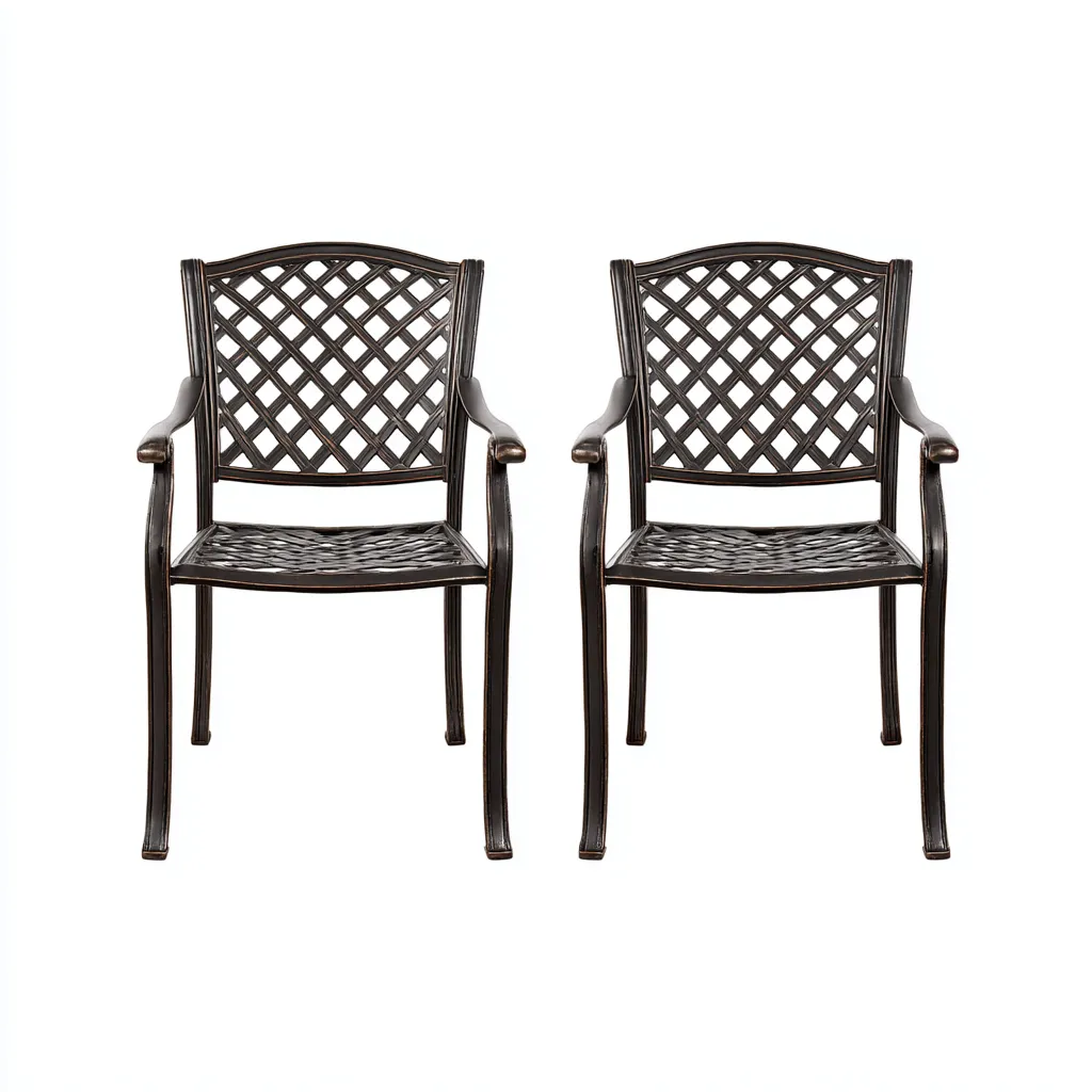 Tuinstoelen set - gegoten aluminium - 57x61x89 cm - brons - met armleuningen - geschikt voor buiten - klassiek ontwerp-Decoroliq