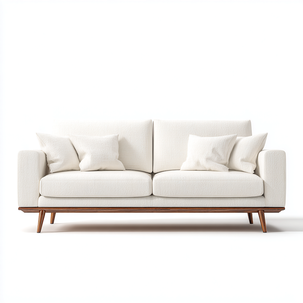 Rechte bank stof 185x90x85 cm - wit - modern Scandinavisch ontwerp-Decoroliq